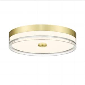 16 in. 1-Light Gold Indoor Integrated LED Flush Mount Ceiling Light for Hallway