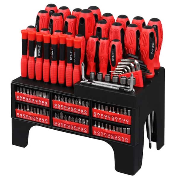 Screwdriver and Bit Set with Storage Rack (100-Piece)