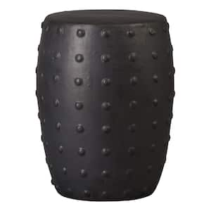 Stud 22 in. Ceramic Garden Stool with a Matte Black Glaze