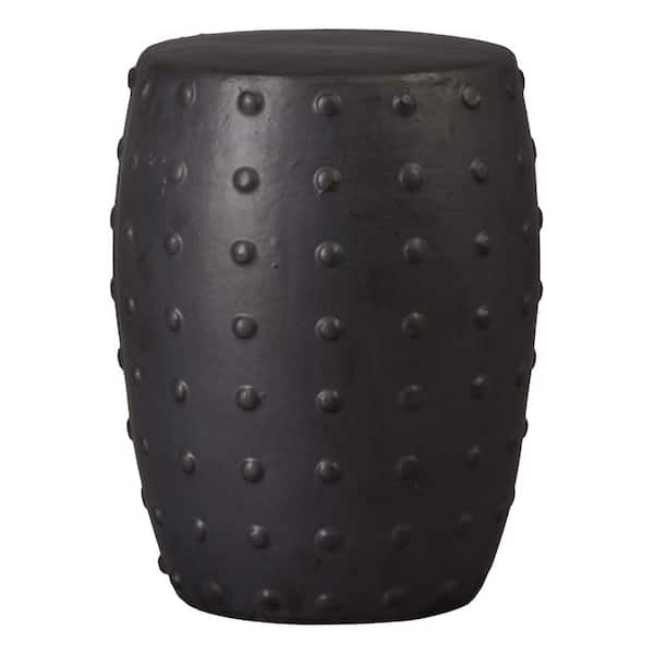 Emissary Stud 22 in. Ceramic Garden Stool with a Matte Black Glaze