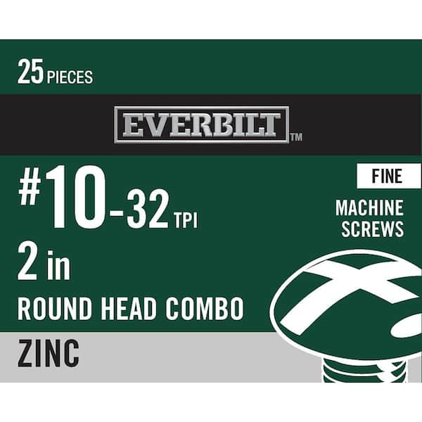 #10-32 x 2 in. Combo Round Head Zinc Plated Machine Screw (25-Pack)