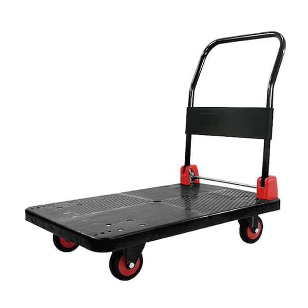 Amucolo 880 lb. Capacity Platform Cart Heavy-Duty Dolly Folding Foldable Moving Warehouse Push Hand Truck in Black