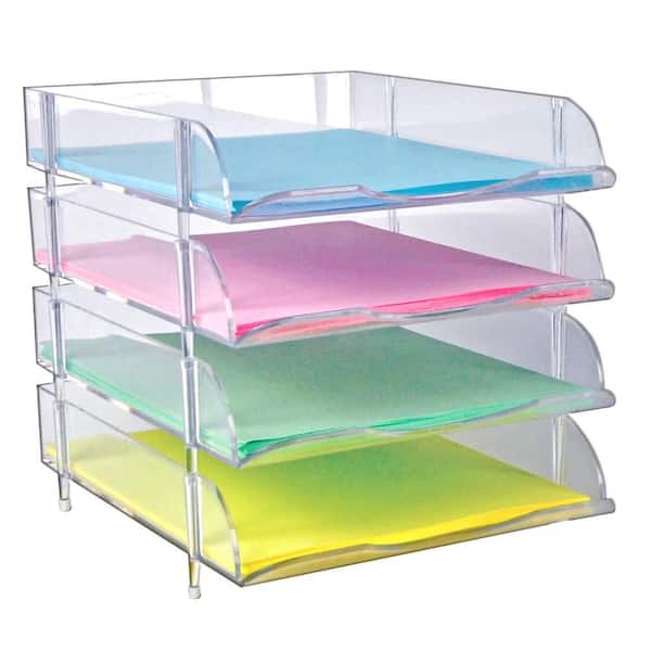  Modern 12x12 Stackable Paper Trays - Clear - 8 Pack