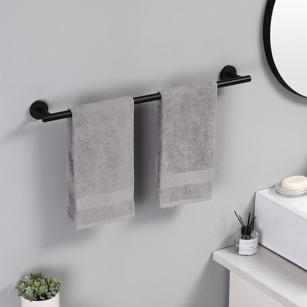 Bathroom 30 in. Wall Mounted Towel Bar Rustproof Towel Rack in Matte Black ( (2-Pack) )