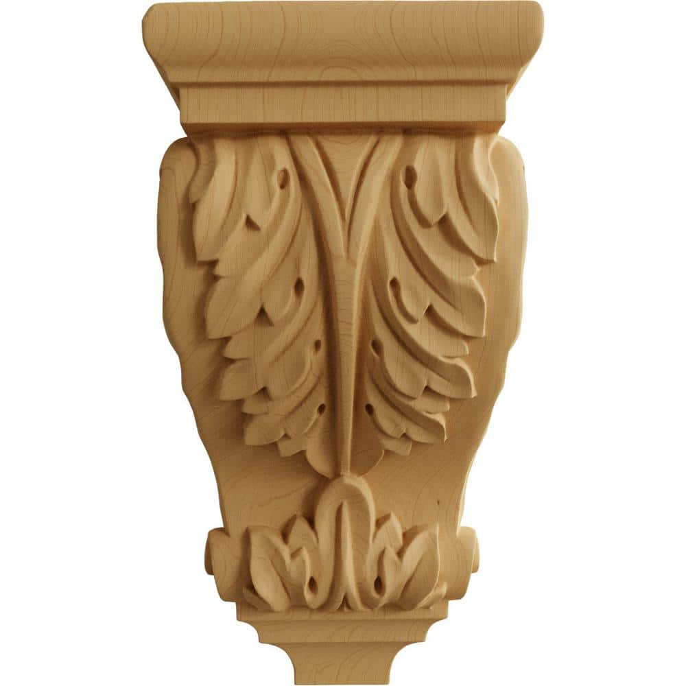 Medium Alder Acanthus Wood Corbel, 5"W x 5"D x 10"H