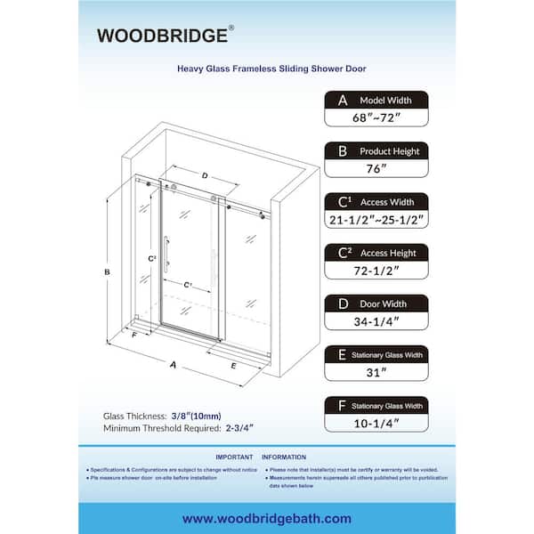 72 in. W x 76 in. H Frameless Sliding Shower Door with Shatter Retention Glass in Polished Chrome 72 in. W x 76 in. H Frameless Sliding Shower Door with Shatter Retention Glass in Polished Chrome