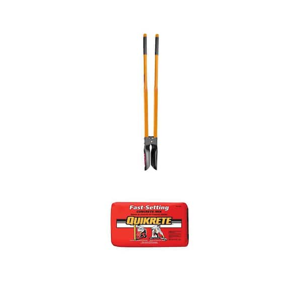 47 in. Wood Handle Post Hole Digger and 50 lb. Fast-Setting Concrete Mix