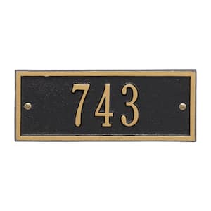 Hartford Rectangular Black/Gold Petite Wall 1-Line Address Plaque