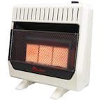 30,000 BTU, Ventless Dual Fuel Infrared Plaque Heater With Base and Blower, T-Stat Control