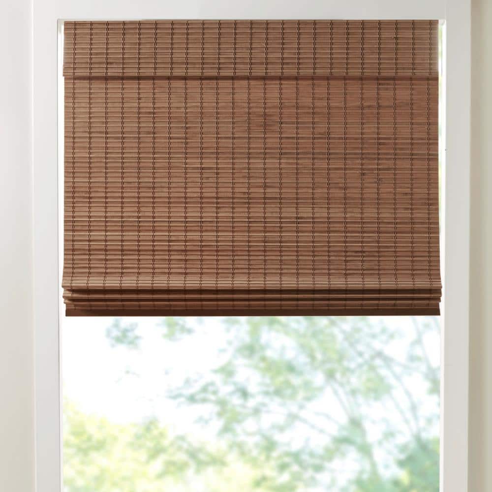 Teak Brown Cordless Bamboo Light Filtering Roman Shade