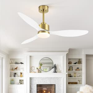 Sawyer 52 in. Integrated LED Indoor Gold White-Blades Ceiling Fans with Light and Remote Control