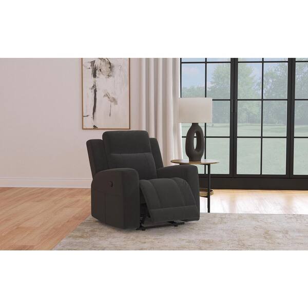 Coaster Brentwood Dark Charcoal Faux Leather Rocker Recliner with