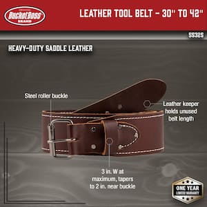 Tapered Leather Work Tool Belt Size Medium (Waists 30 in.- 42 in.)