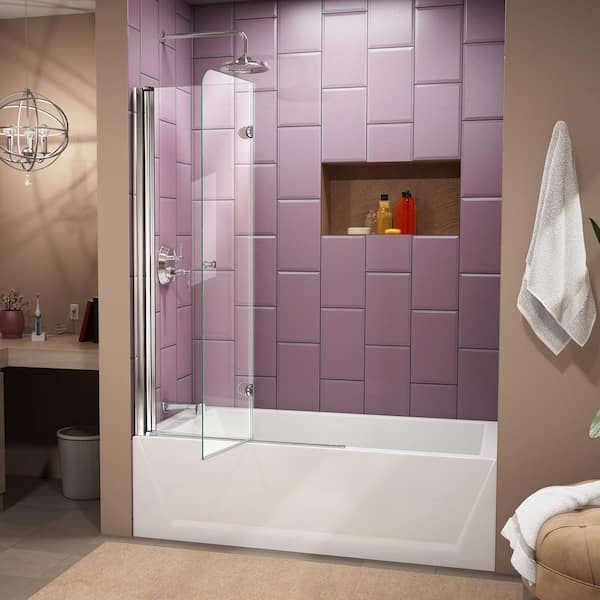 Aqua Fold 36 in. x 58 in. Frameless Hinged Tub Door in Chrome Aqua Fold 36 in. x 58 in. Frameless Hinged Tub Door in Chrome