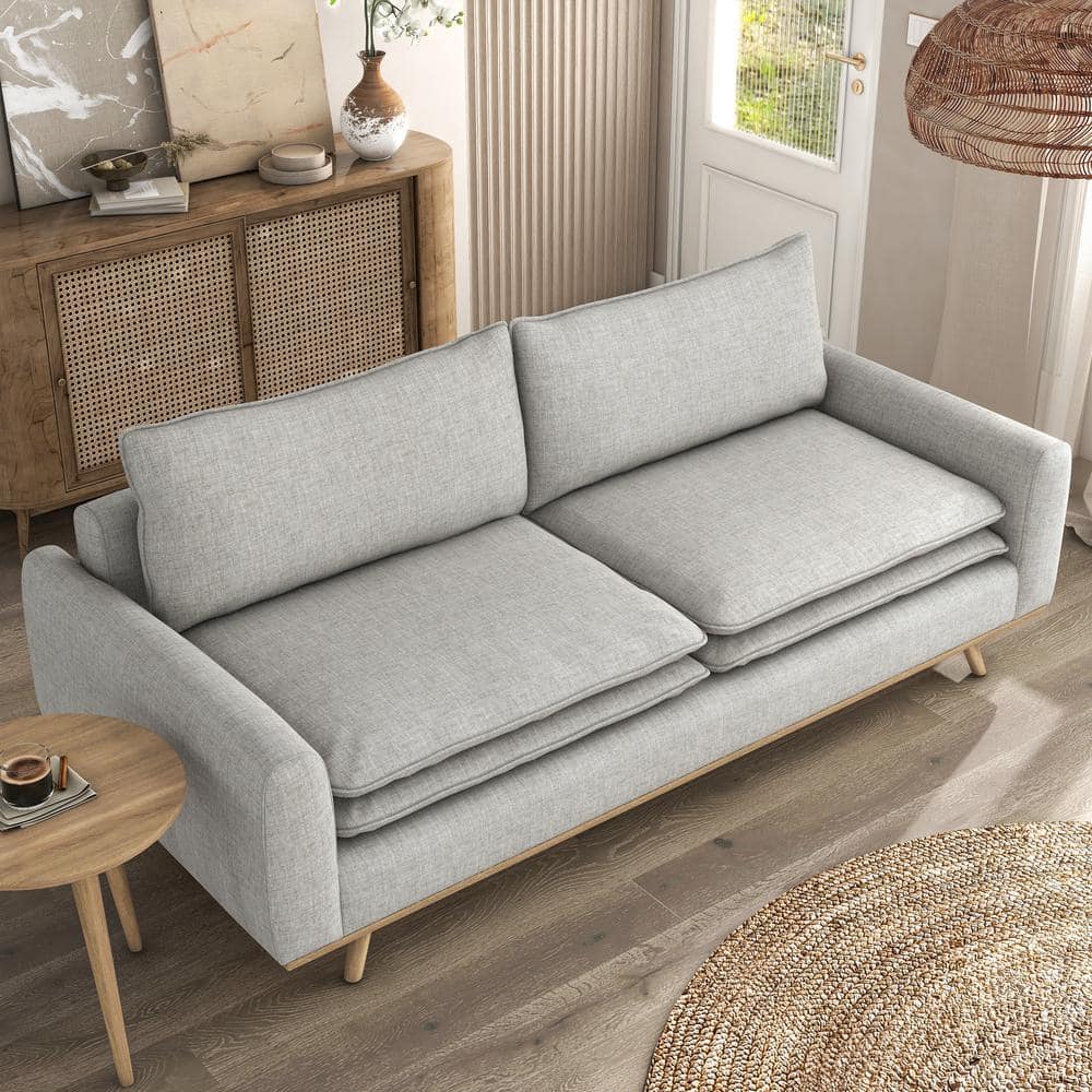 Oak Light Gray Cotton Blend Lawson Sofa with Removable Cushions