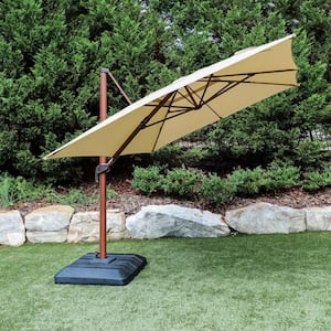 10 ft. x 12 ft. Aluminum Rectangle Offset Cantilever Outdoor Patio Umbrella in Cafe