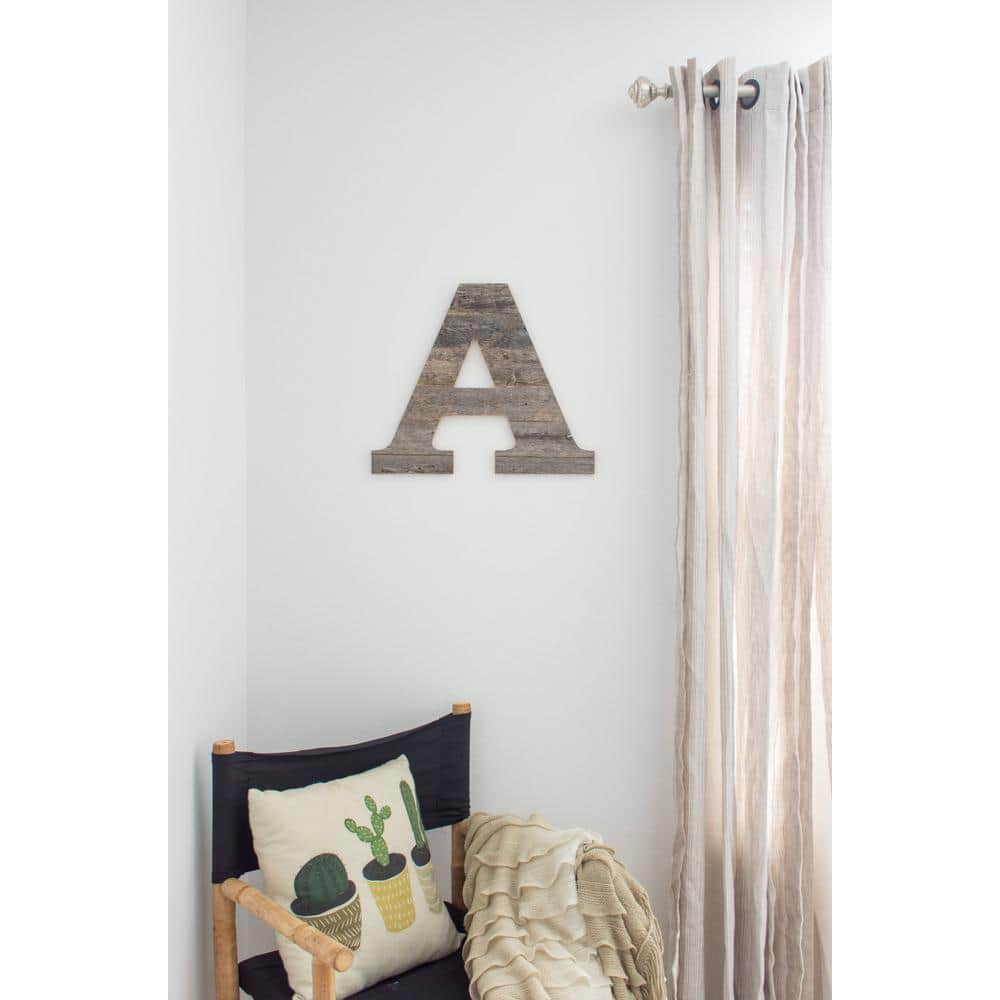 Rustic Gray Reclaimed Wood Monogram Letter, 16" Tall