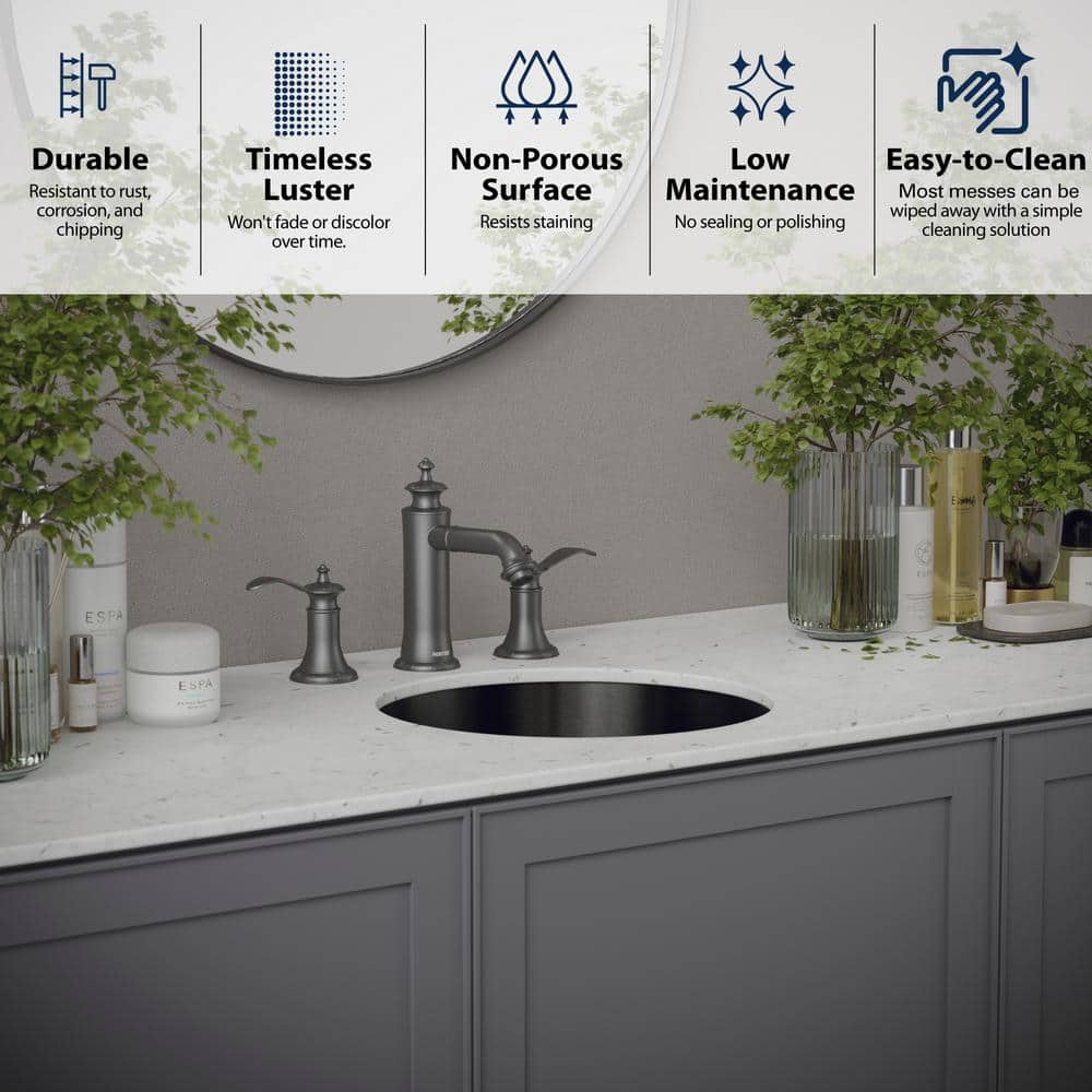 Gunmetal Grey Round Stainless Steel Undermount Bathroom Sink