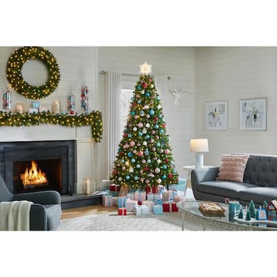 9 ft Wesley Long Needle Pine LED Pre-Lit Artificial Christmas Tree with 650 Color Changing Mini Lights