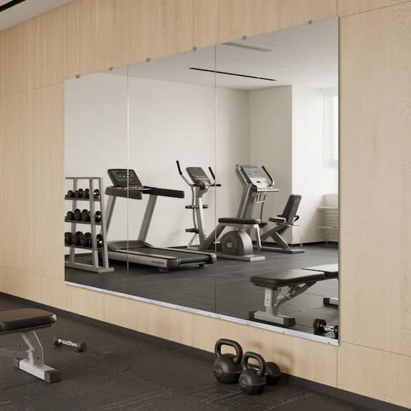 Clear 36 in. W x 72 in. H Oversized Shatterproof Rectangular Frameless Yoga Mirror Gym Mirror Floor Mirror