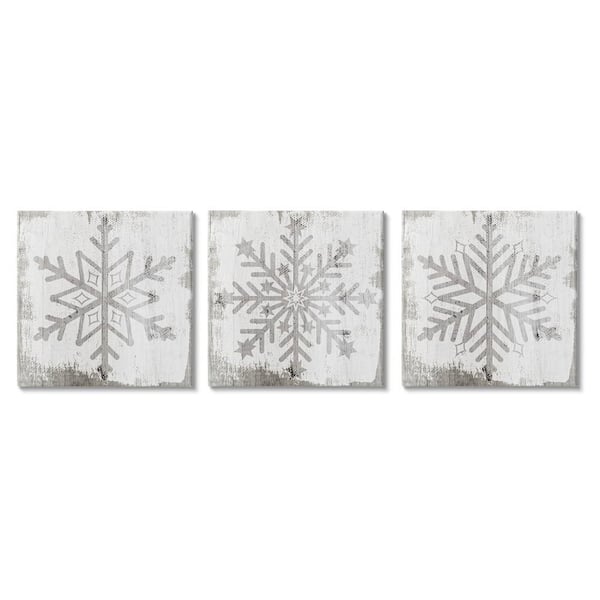 Seasonal Winter Snowflake Snow Shapes by Lil' Rue 3-Piece Unframed Graphic Art Print Typography, 17 in. x 17 in.