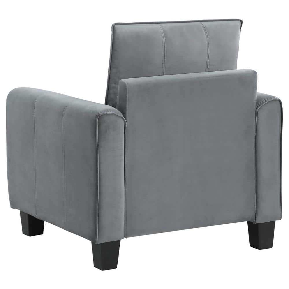 Gray Velvet Traditional Stationary Accent Chair