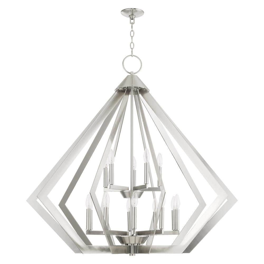 Prism Brushed Nickel 15-Light Modern Industrial Chandelier
