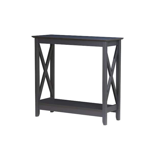 SAINT BIRCH Lambert 31.5 in. Black Oak Rectangle Wood Console Table with Shelf