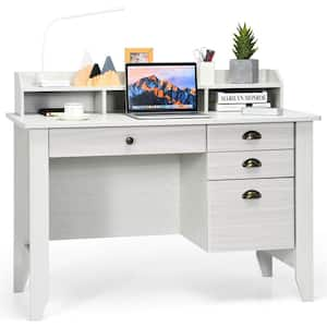 48 in. Rectangular White Wood 4-Drawer Computer Desk PC Laptop Writing Table Workstation Student Study Furniture White