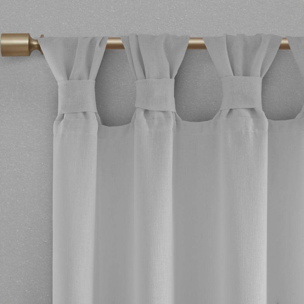 Gray Tab Top Sheer Faux Linen Window Panel