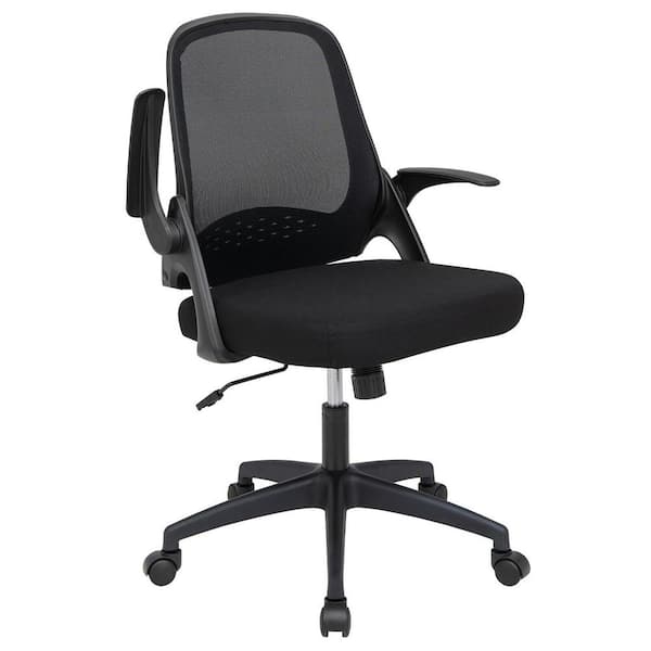 Costway Black Mesh Office Chair Adjustable Rolling Computer Desk Chair w/Flip-up Armrest