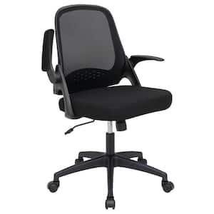 Black Mesh Office Chair Adjustable Rolling Computer Desk Chair w/Flip-up Armrest