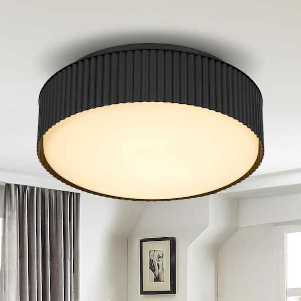 9 in. Black LED Ceiling Light Flush Mount with Dimmable 5 Color Temperatures Glass Diffuser for Bathroom Living Room