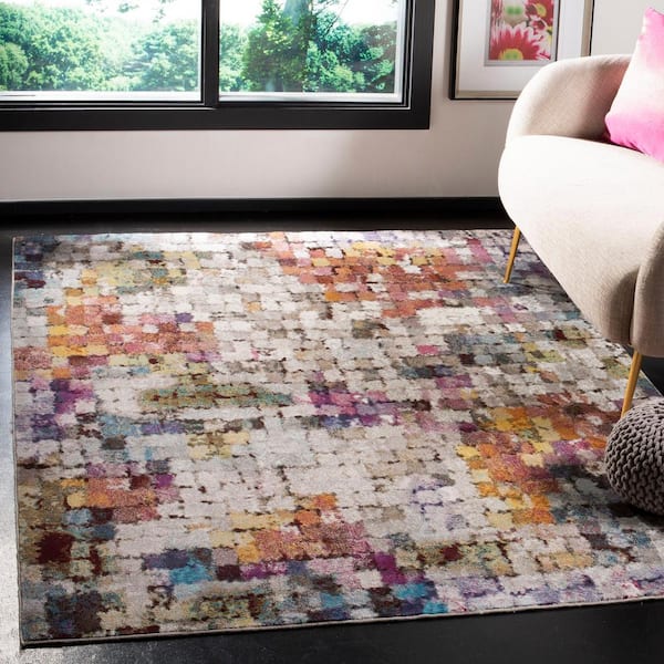 Aria Cream/Rust 8 ft. x 10 ft. Abstract Area Rug