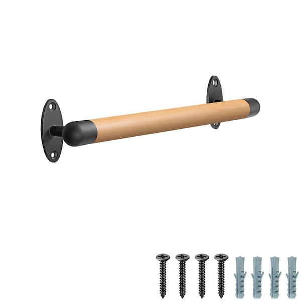 1.3 in. x 16 in. Wood Handrail Indoor Stairs Handrail with Sturdy Metal Barckets for Elderly