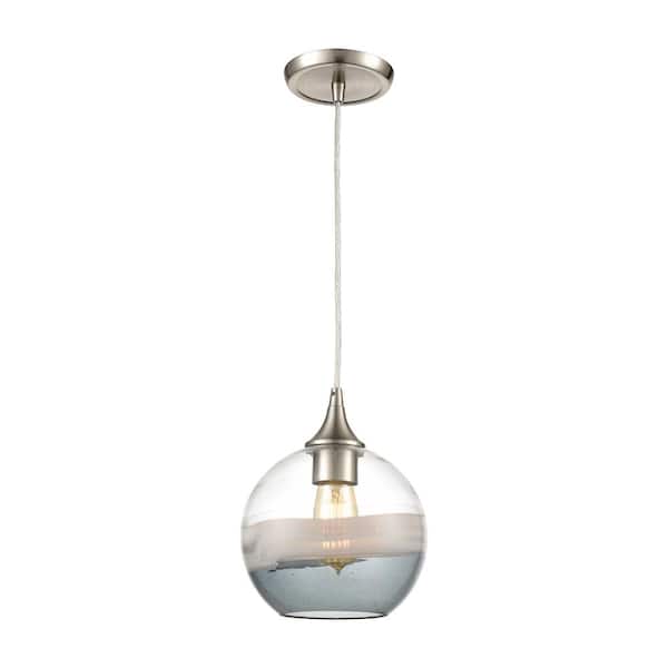 Titan Lighting Stonyford 1-Light Satin Nickel Mini Pendant Light with Glass Shade