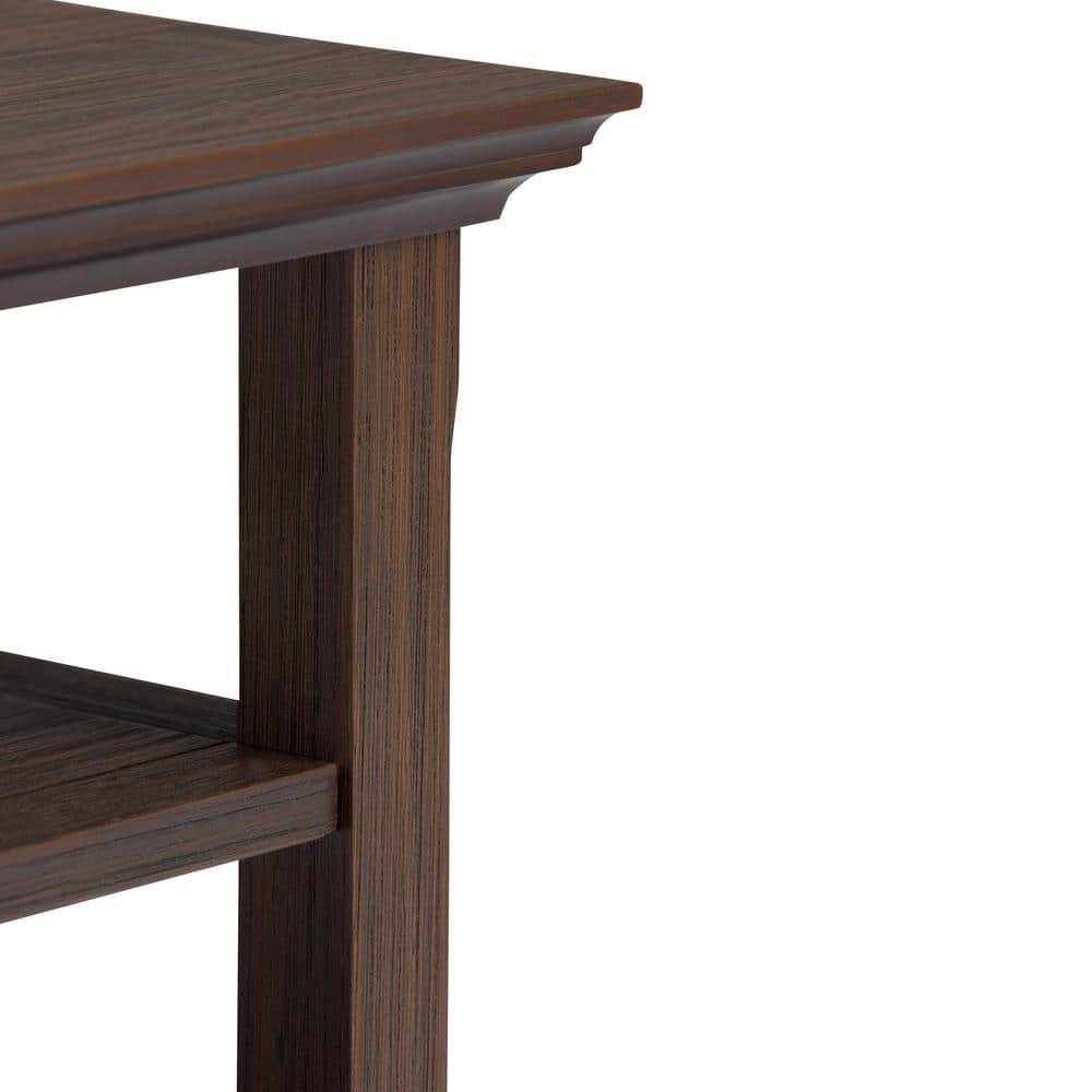 Acadian Rustic Farmhouse Brown Square Wood End Table with Shelves