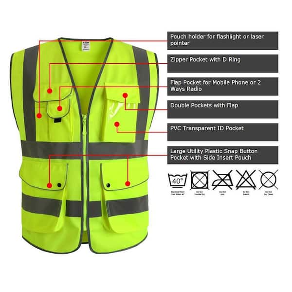 BLACKISH GREEN REFLECTIVE VEST WITH ZIP & ID POUCH