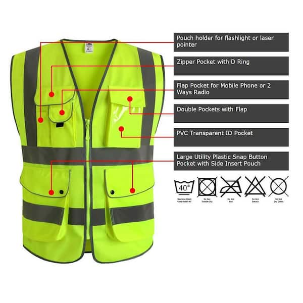 XIAKE Safety Vest Class 2 High Visibility Reflective Vest 100% polyester  fabric