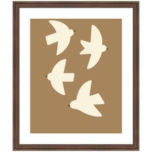 Florence ''Minimalist Birds Poster 2 Brown'' by Laura Moss Animals Framed Art Print 26 in. x 22 in.