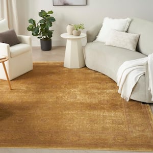 Luxurious Gold 8 ft. x 10 ft. Distressed Traditional Area Rug