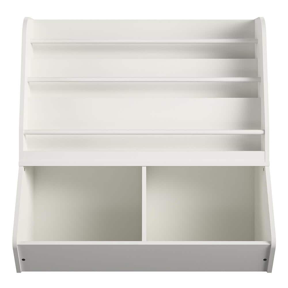 Lauren 36.3 in. White 3-Shelf Bookcase and Toy Storage