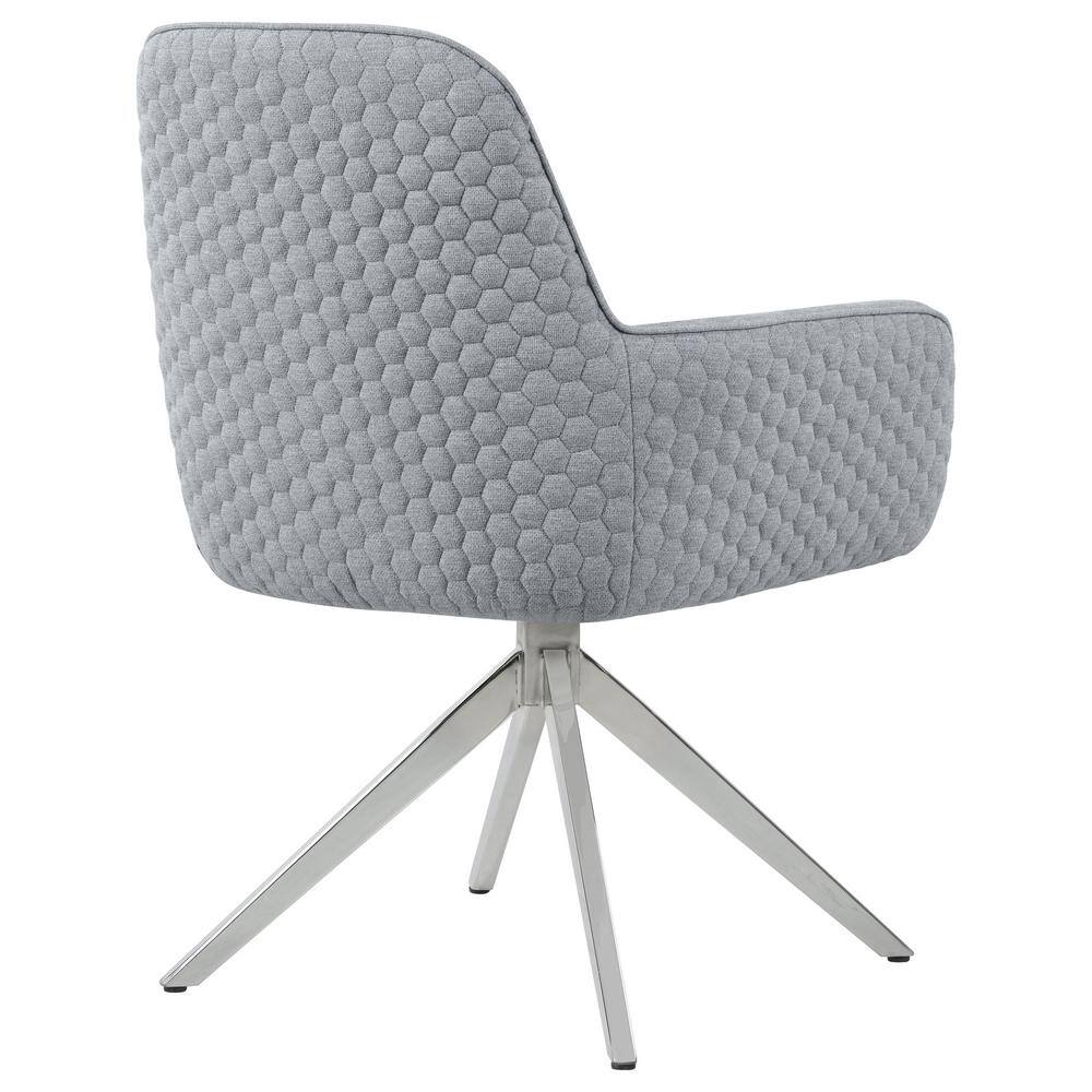 Gray Upholstered Swivel Side Chair with Chrome Legs