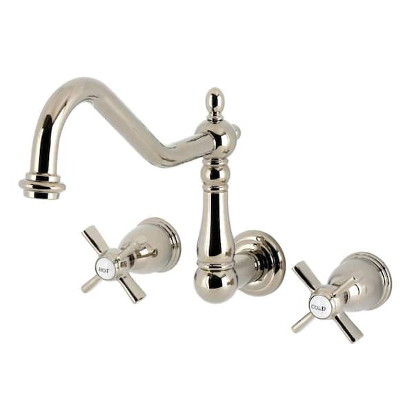 Millennium 2-Handle Wall Mounted Roman Tub Faucet in Polished Nickel