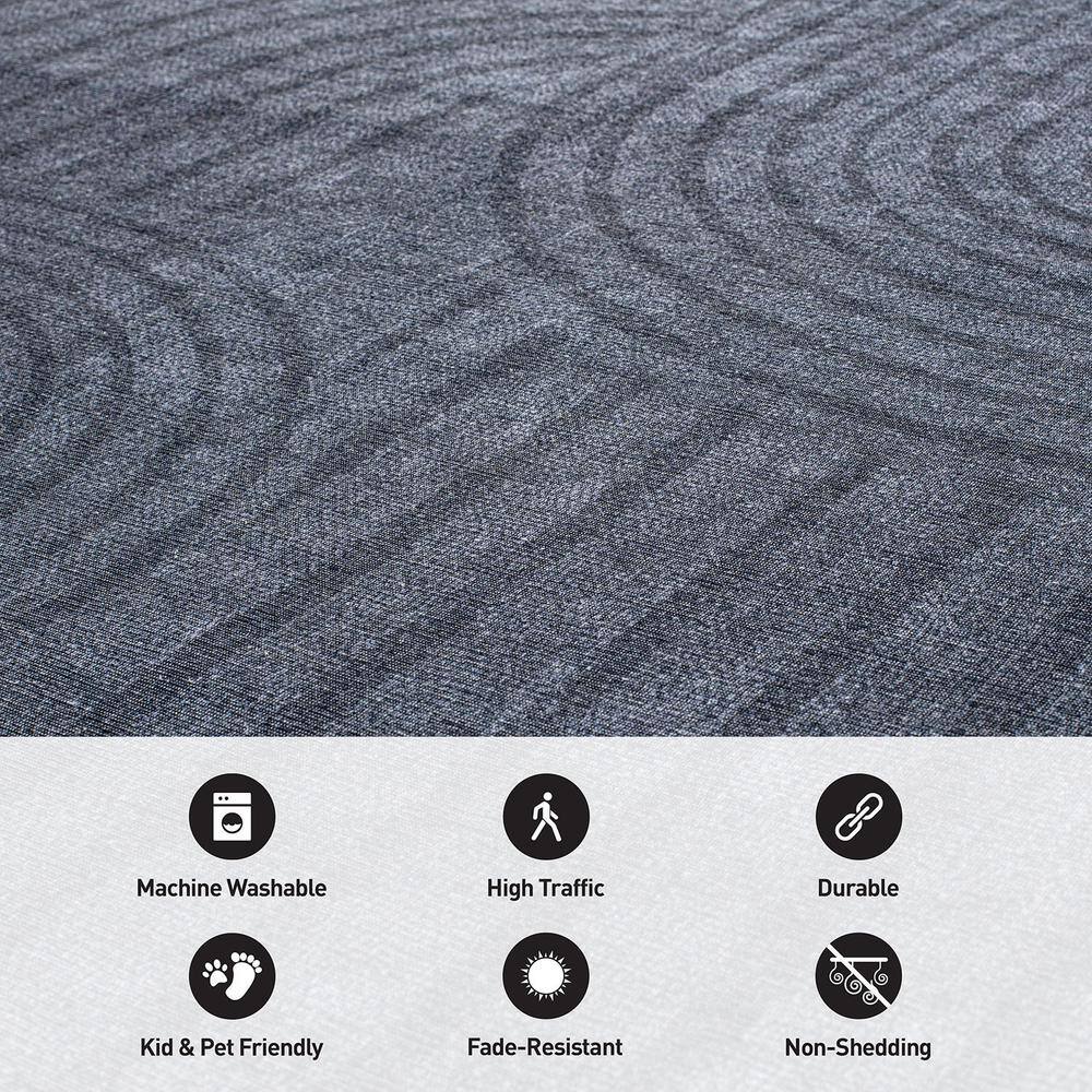 Contemporary Dark Gray Synthetic Flat Woven 10' x 14' Area Rug