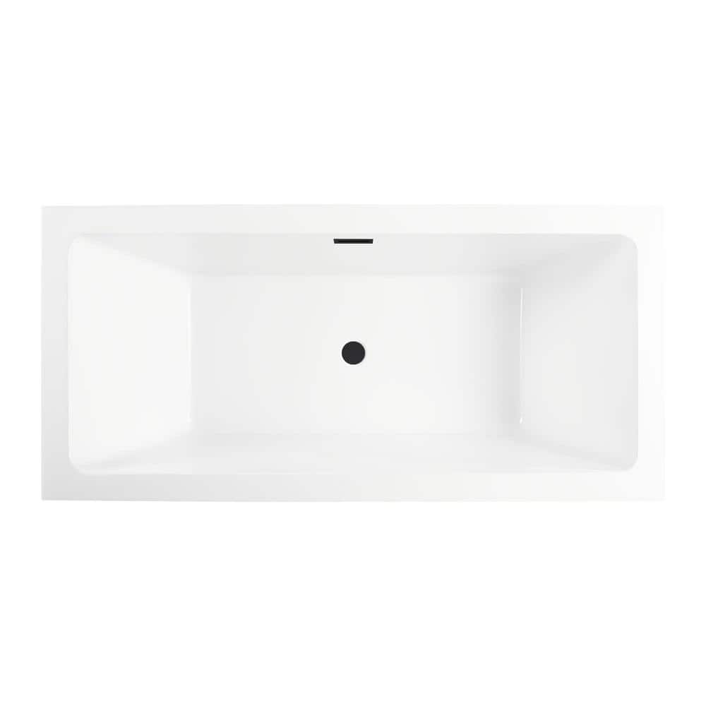 67'' White Acrylic Freestanding Soaking Bathtub