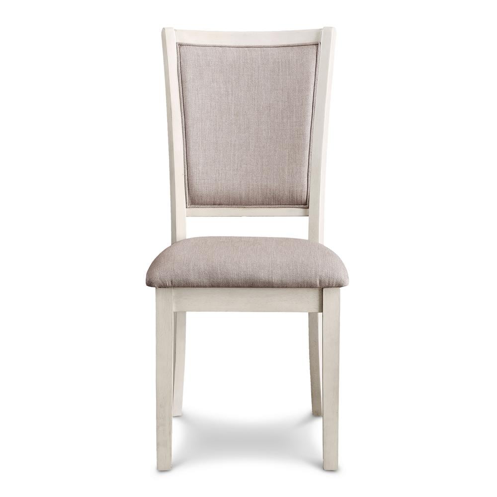 Bisque Upholstered Solid Wood Dining Chair with Cross Back (Set of 2)