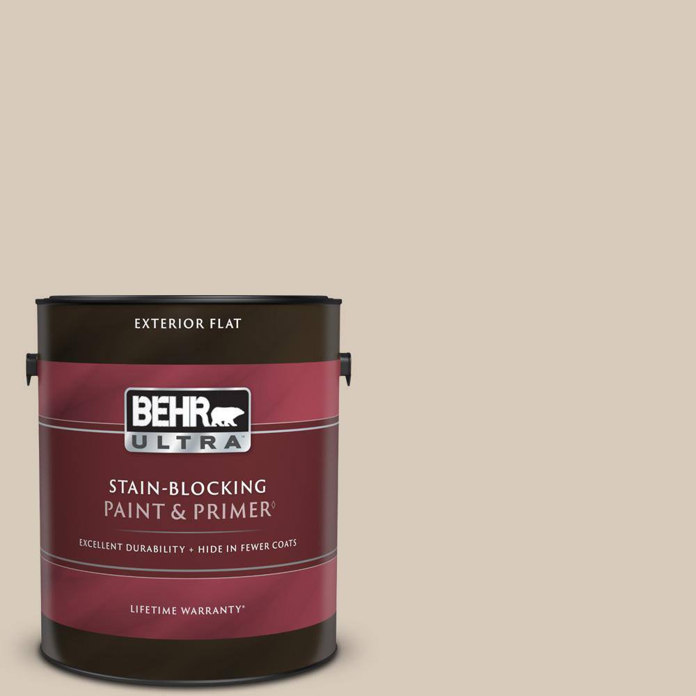 BEHR ULTRA 1 gal. PPU512 Almond Wisp Flat Exterior Paint & Primer