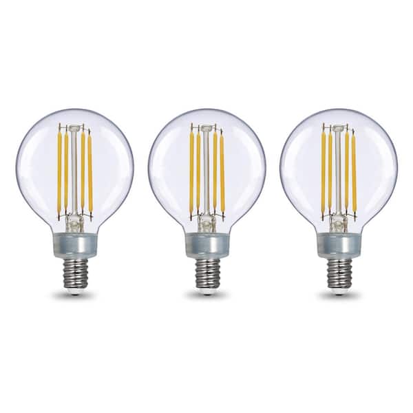 EcoSmart 60-Watt Equivalent G16.5 Dimmable ENERGY STAR CEC Filament LED Light Bulb Daylight (3-Pack)