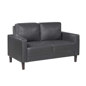 Apollo 54 in. W Dark Gray Faux Leather 2-Seater Loveseat